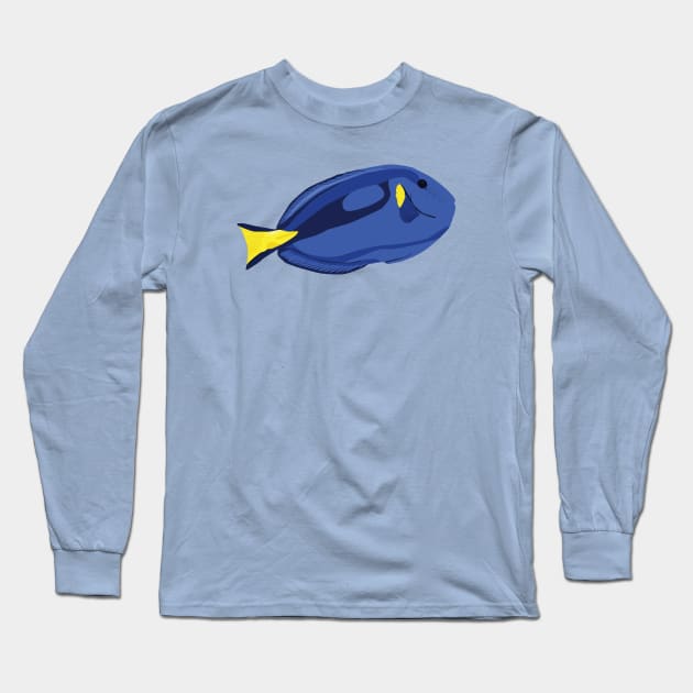 Blue tang Fish Long Sleeve T-Shirt by MickeyEdwards